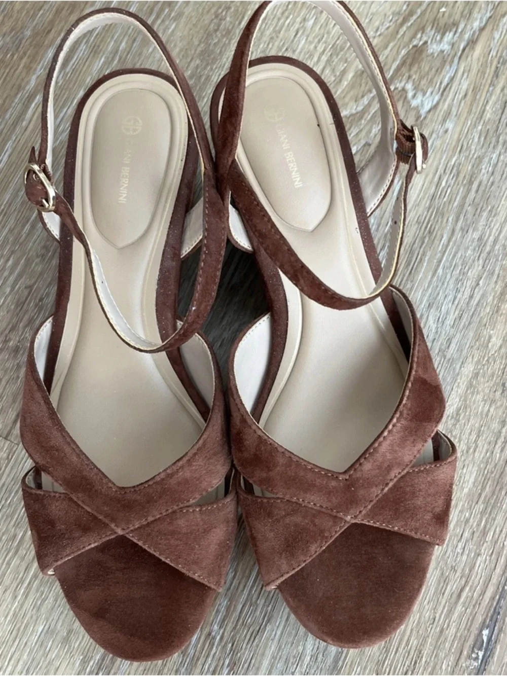 Giani Bernini Brown Suede Platform Wedge Sandals